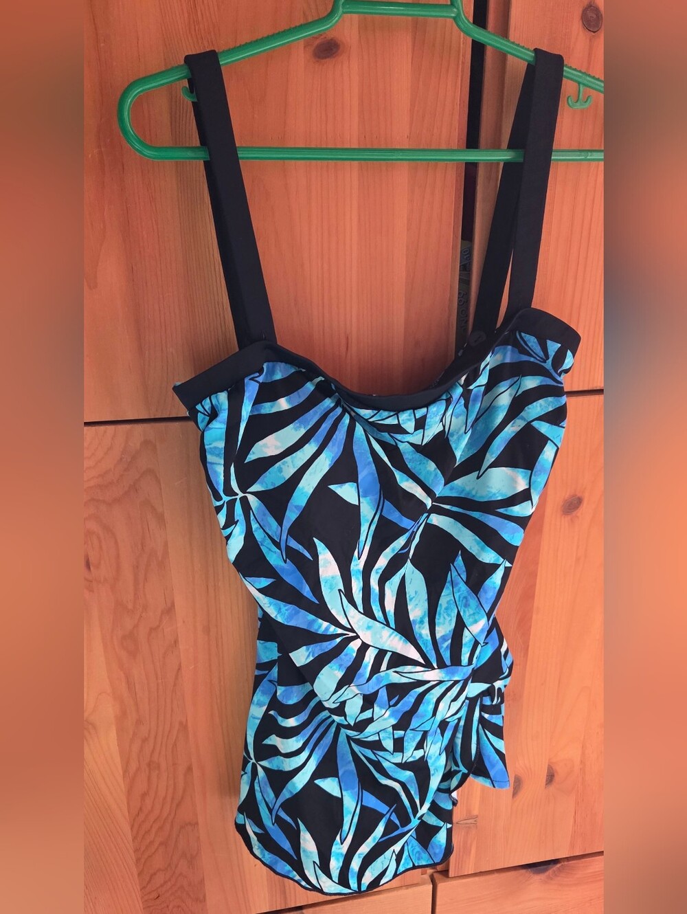 Maxine Of Hollywood Black & Blue Floral One Piece Swimsuit Size 12